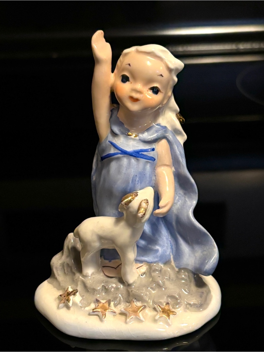 Vintage Napco Capricorn Guardian Angel Figurine Girl and Goat Japan Zodiac 4”